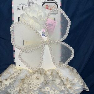 White Floral Baby Headband with Bow